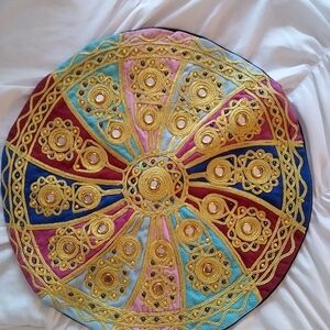 Pakistan Beaded Round Pillow Case